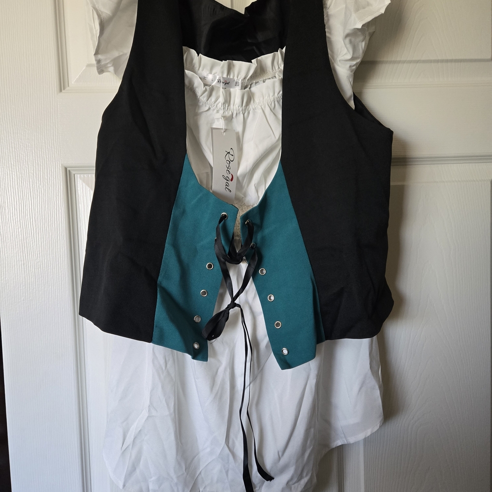 Rosegal Black and Teal Layered Top